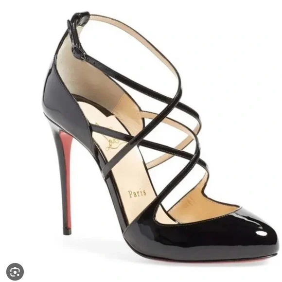 NEW IN BOX Christian Louboutin Soustelissimo 100 Patent Black Sz 36.5 - Picture 1 of 9